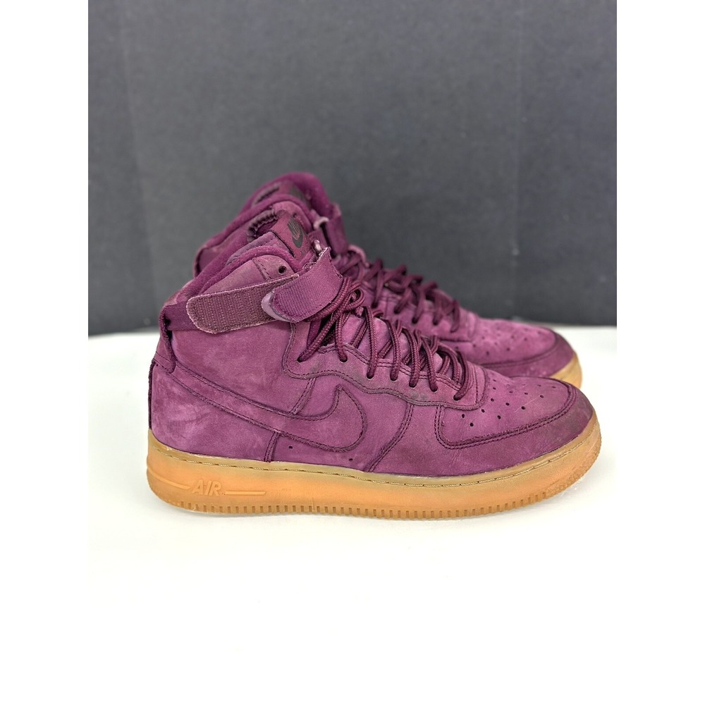 Nike Air Force 1 High WB Bordeaux Shoes 922066-600 Size 7Y Suede Purple Merlot